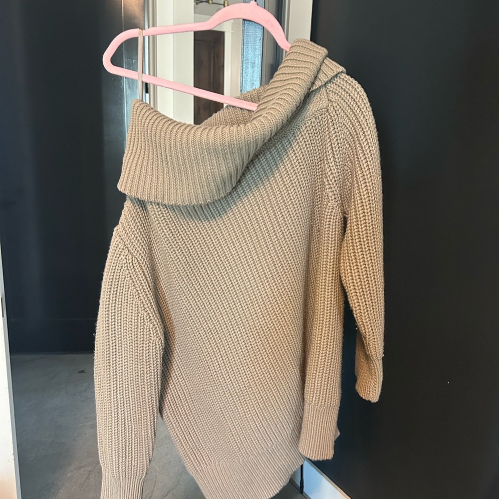 Michael Kors Taupe Ribbed Cowl Neck Sweater